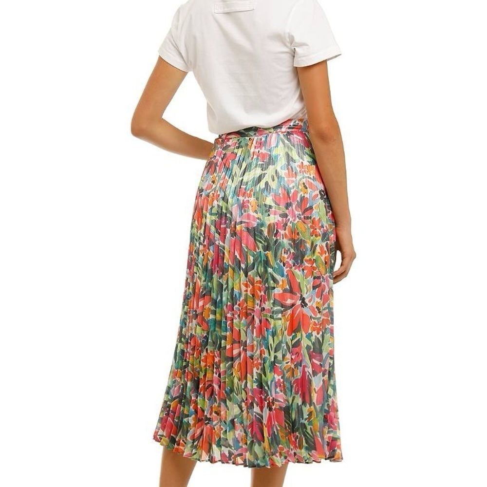 Spense multicolored Pleated Maxi Skirt flowy lightweight Resort Wear summer - Picture 9 of 9